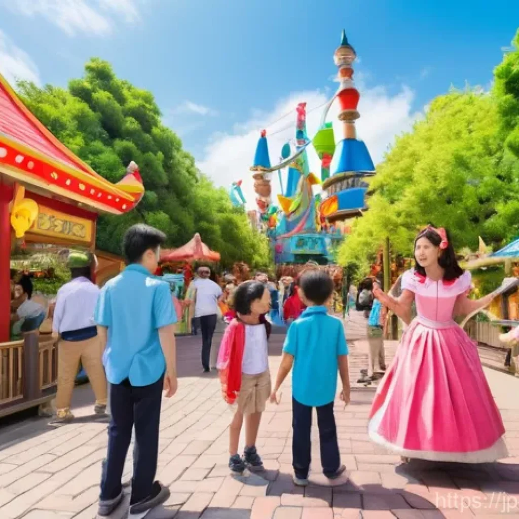 레저산업기사 연봉과 진로 전망 - **Prompt 1: "Joyful Theme Park Experience with Professional Staff"**
"A panoramic, brightly lit ...