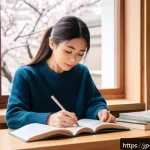 레저산업기사 자격증 합격을 위한 플래너 - A modern Japanese study room with a young adult sitting at a tidy desk, surrounded by colorful textb...